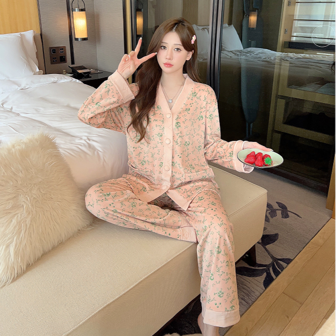 【超柔V领绿翡翠】23年超柔ins新款韩版秋冬季长袖套装套装网红简约