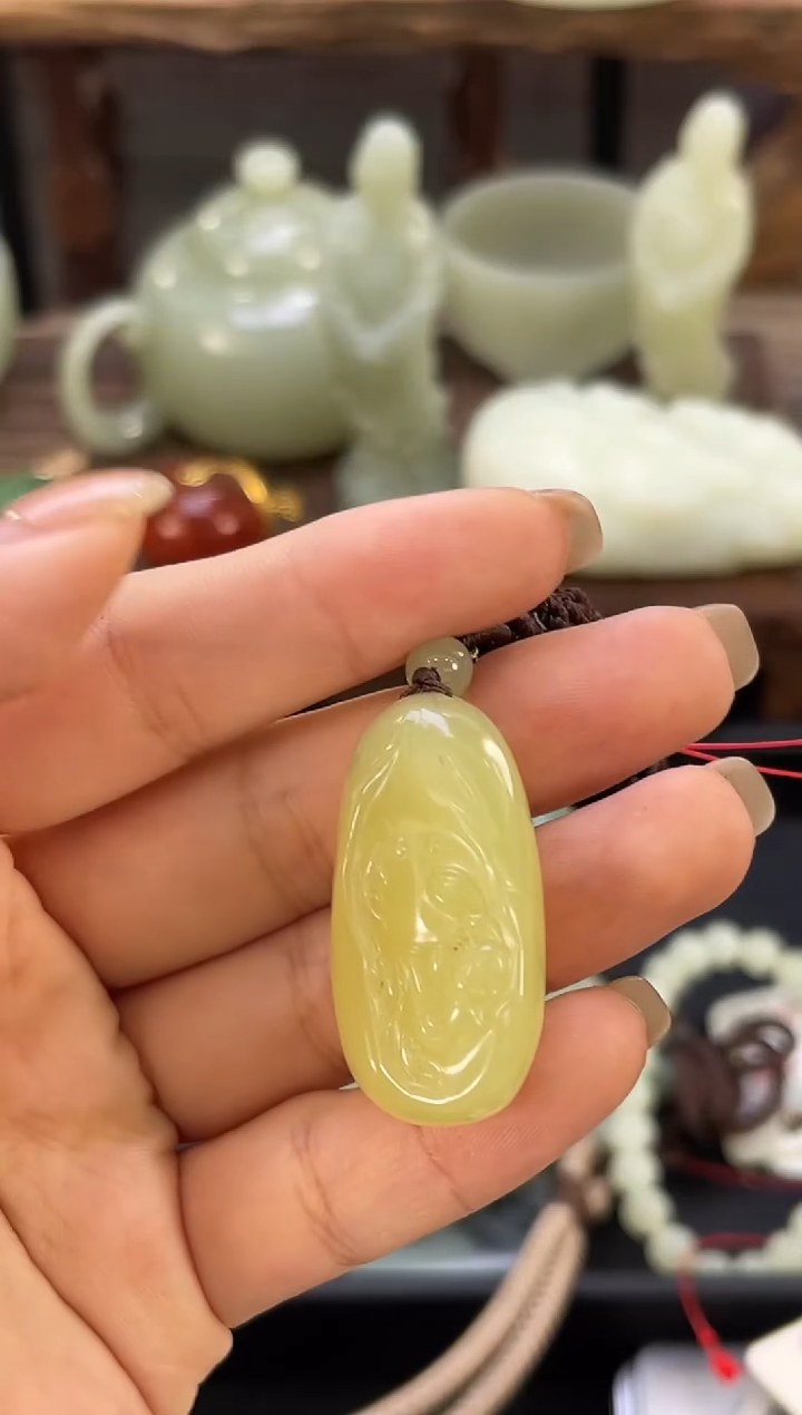 【闪购商品】和田玉吊坠未镶嵌若羌黄口花开富贵822592