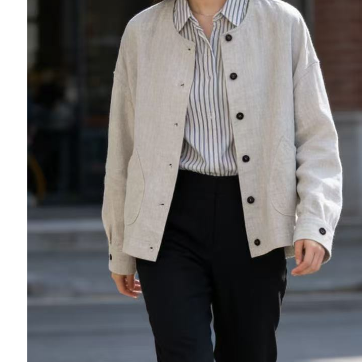 【轻奢小众】亚麻夹克外套