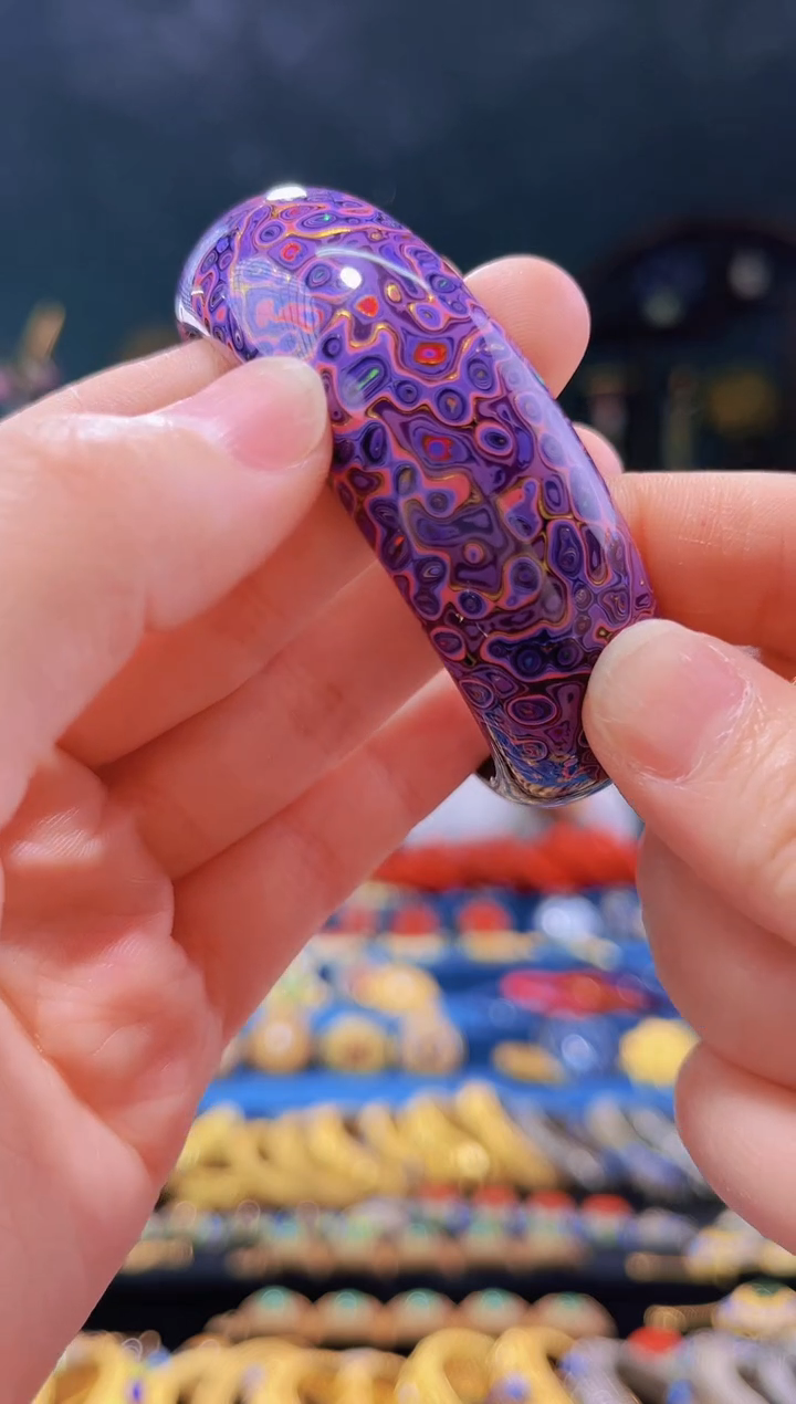 【闪购商品】非遗技艺 犀皮漆手镯  紫色55圈