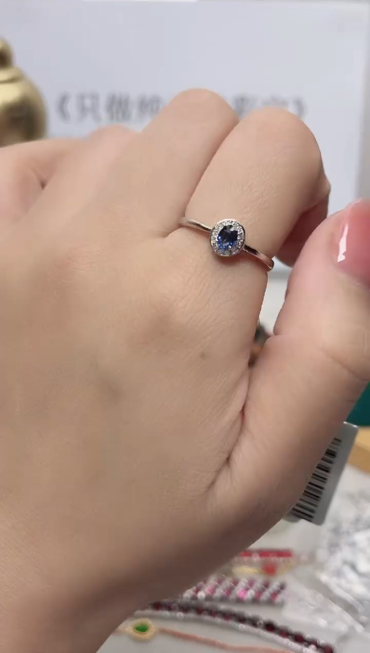 戒指蓝宝石银S925镶嵌302BJ0103产品一个（多样性）