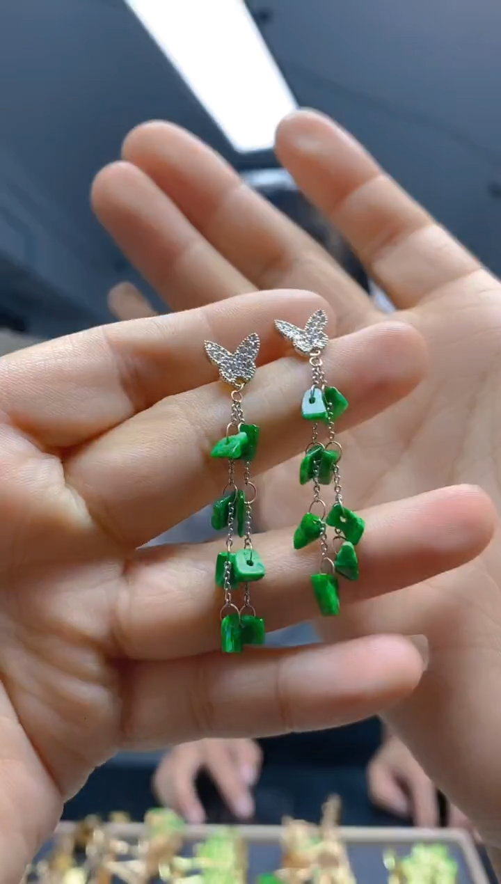 【闪购商品】翡翠耳饰银S925镶嵌0322翡翠耳钉