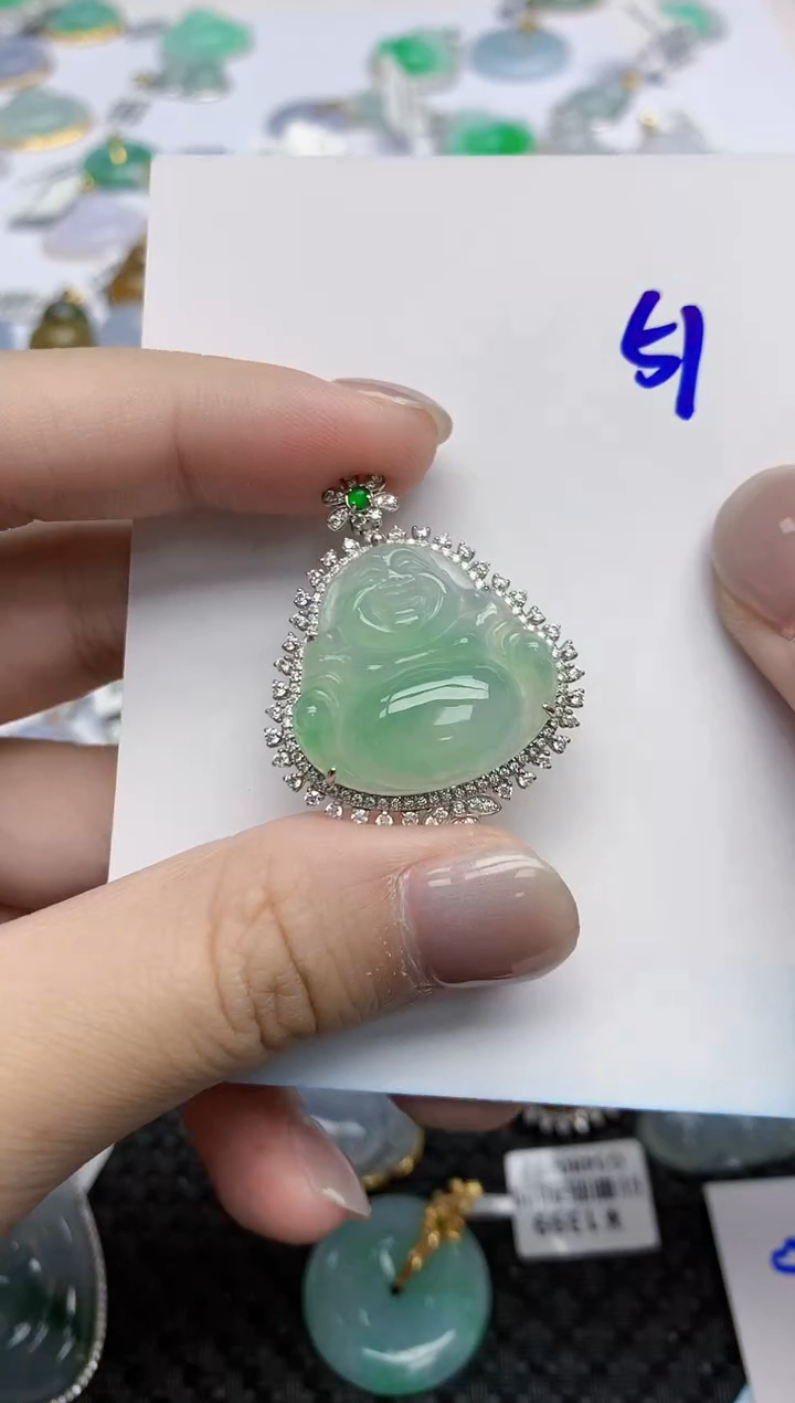 【闪购商品】翡翠颈饰18K金镶嵌天然翡翠A货