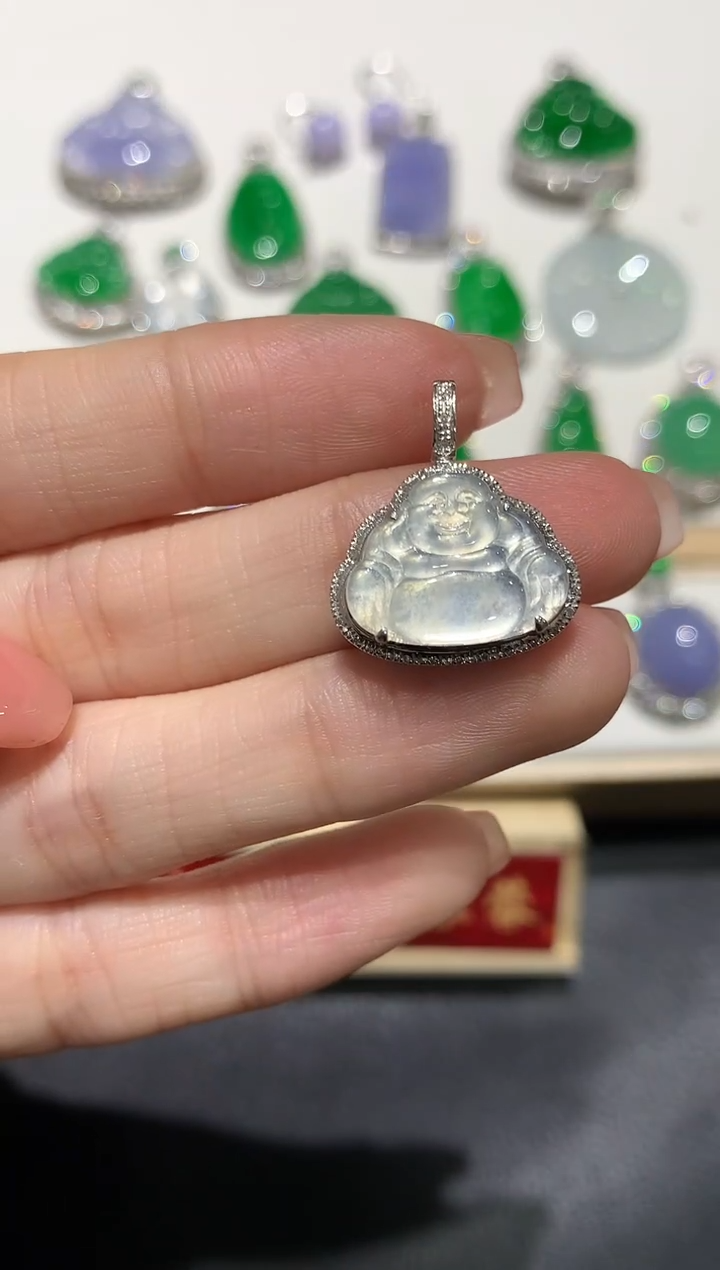 【闪购商品】翡翠吊坠(不含链)18K金镶嵌团购2