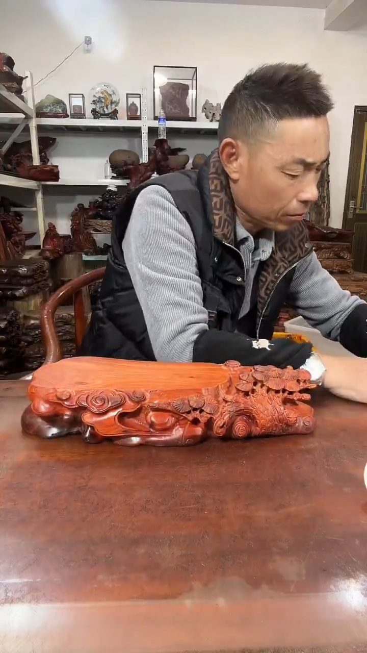 木守*人红木随形创意底座yyds