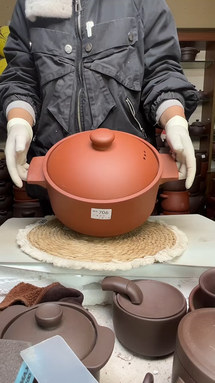 宜兴紫砂微瑕5升锅朱泥706