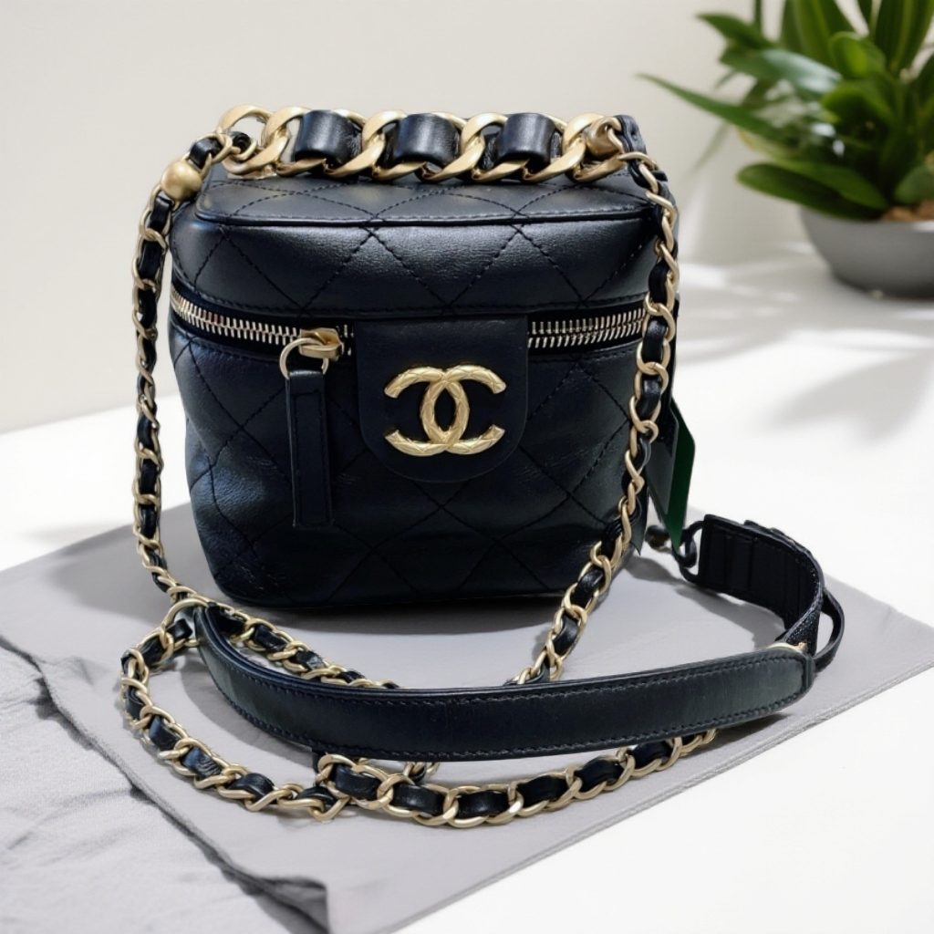 95新 Chanel/香奈儿  黑色盒子芯片款斜挎包 1882 2561 