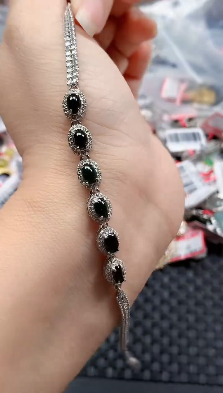 银S925镶嵌戒指翡翠天然A货缅甸翡翠