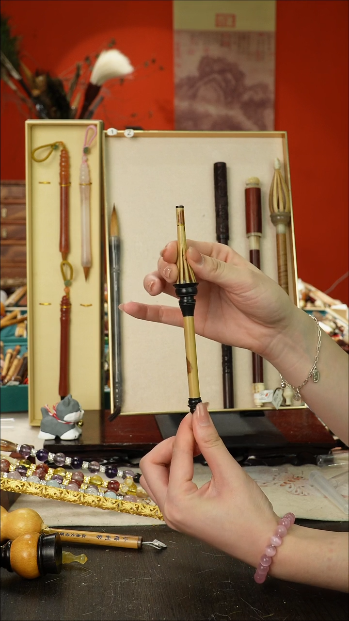 闪40孤品高货毛笔链接 清水试笔 蘸墨不退