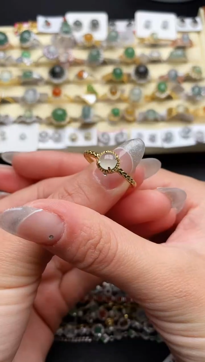 【闪购商品】翡翠戒指银S925镶嵌44444444+2