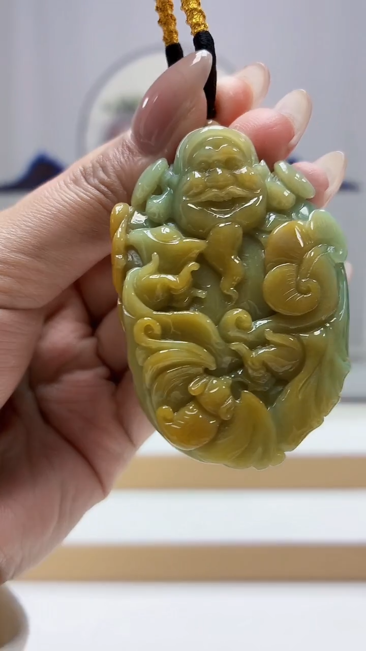 未镶嵌定制翡翠5060MM-毛货挂件48