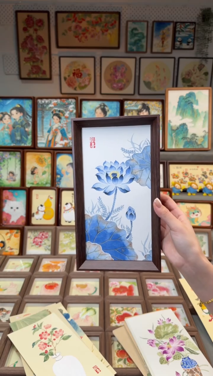 国画蓝莲花 手绘国画27