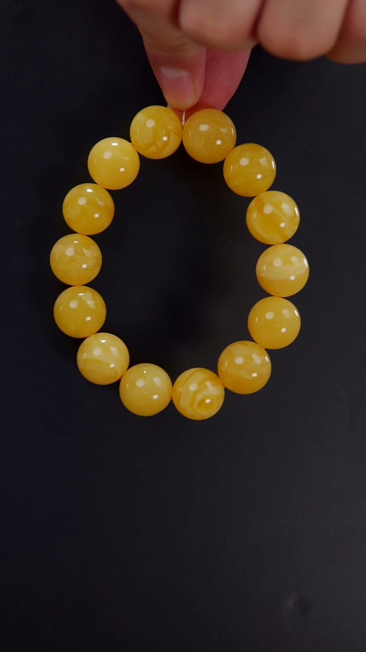 【闪购商品】蜜蜡手串未镶嵌焦皮料圆珠手串34.11