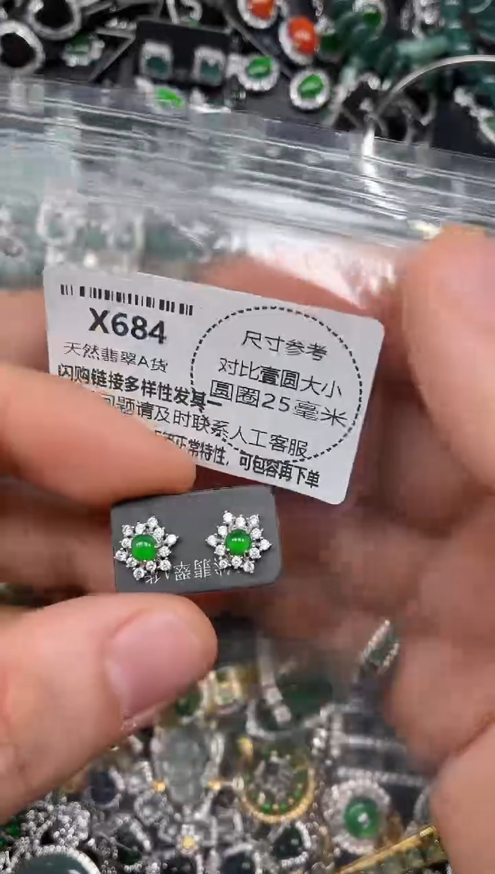 颈饰未镶嵌翡翠X684耳钉