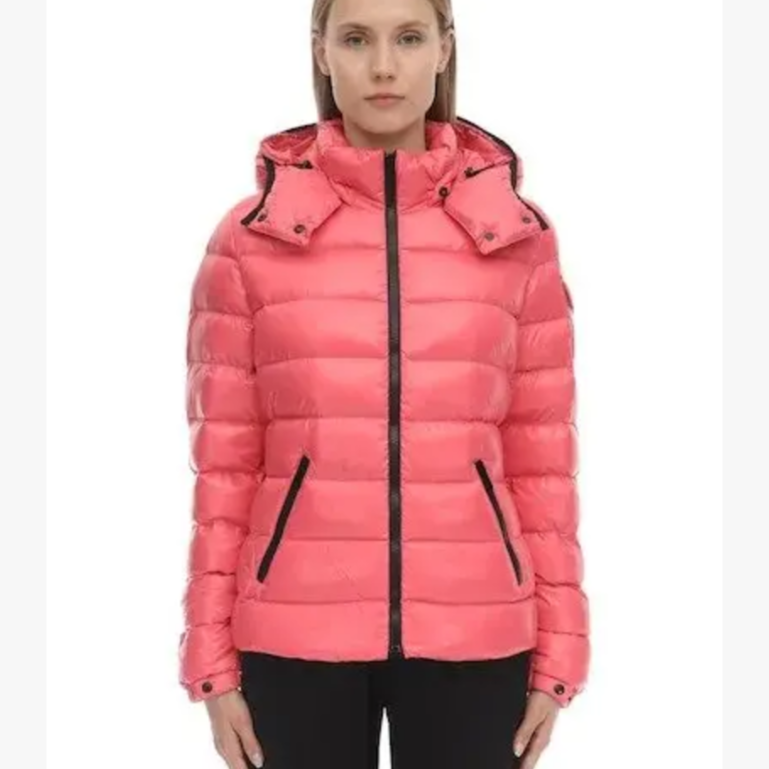 未使用 MONCLER 徽标纯色拉链羽绒服 粉色/1