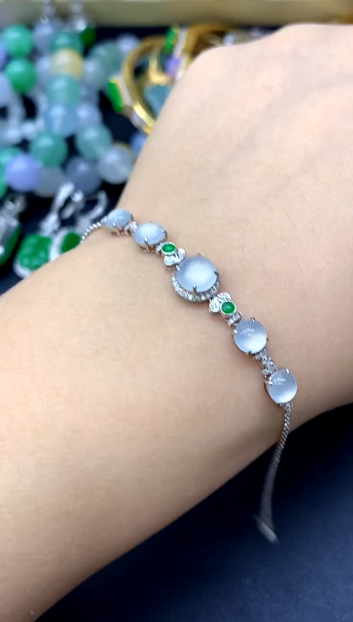 18K金镶嵌手链翡翠190-中国好珍宝