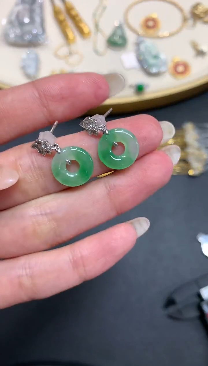 【闪购商品】翡翠耳饰18K金镶嵌A895|5500