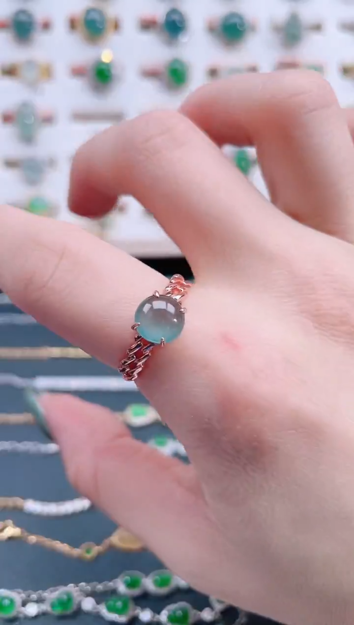 银S925镶嵌戒指翡翠天然翡翠