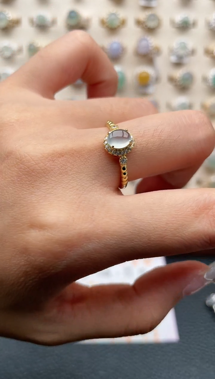 翡翠戒指银S925镶嵌1111