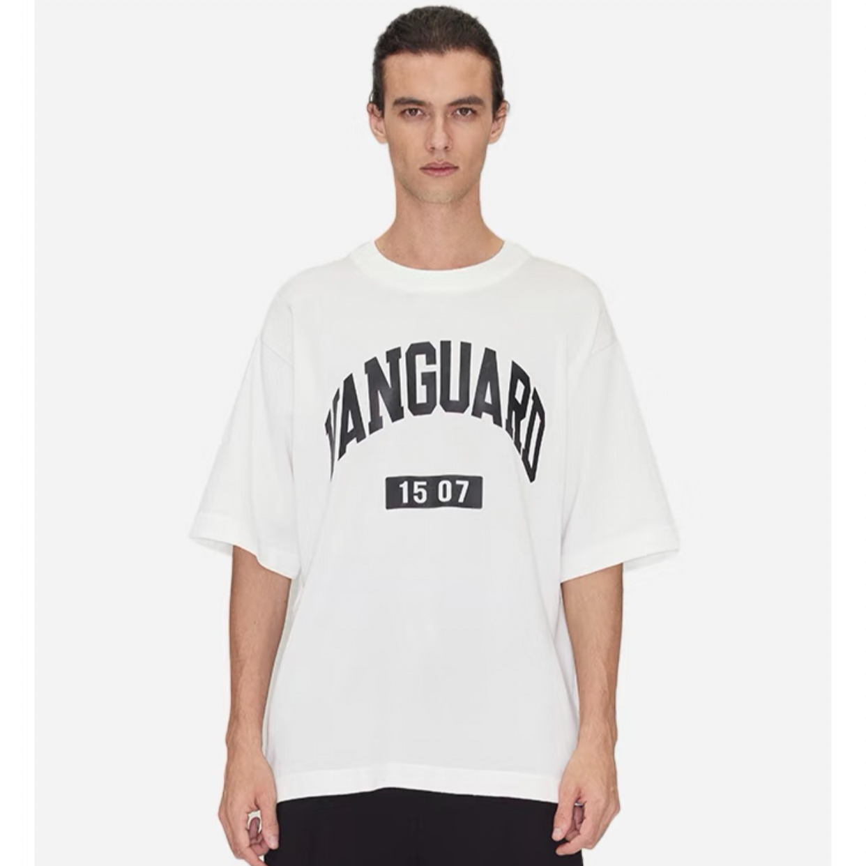 T07-TEE009-OVE夏季字母印花针织舒爽棉感廓形圆领半袖