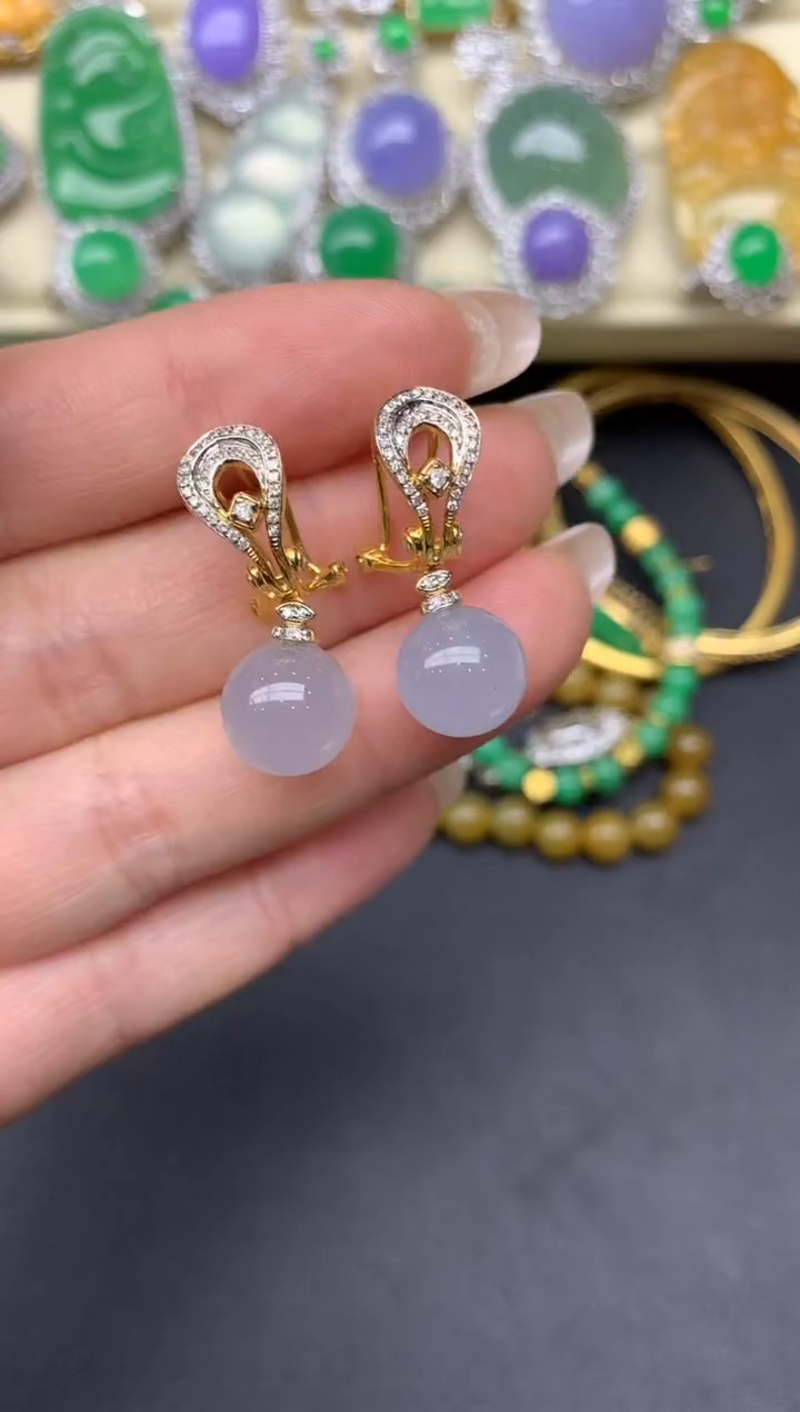 翡翠18K金镶嵌耳饰264-七夕珠宝季