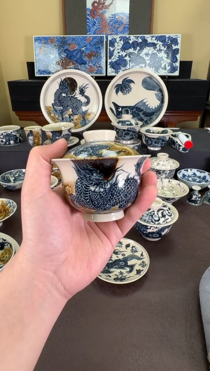 【闪购商品】二号釉麒麟望月盖碗