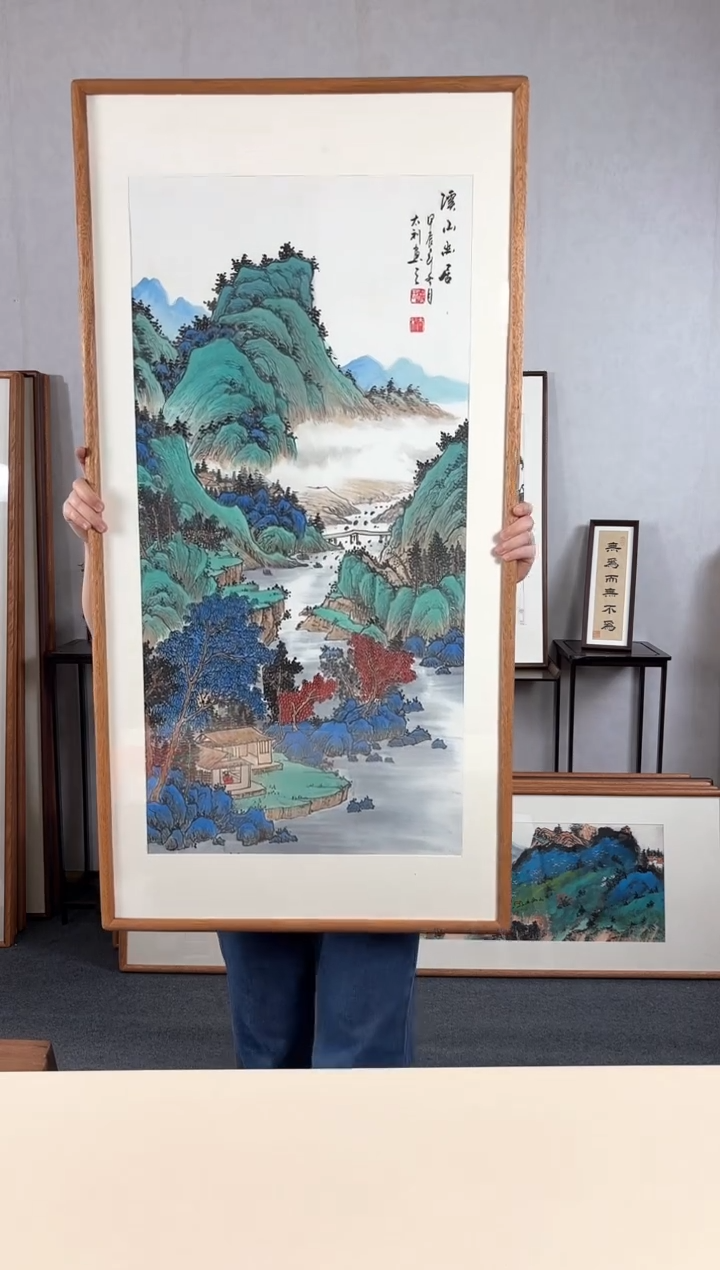 【闪购商品】国画手绘*溪山幽居*62*123cm实木框
