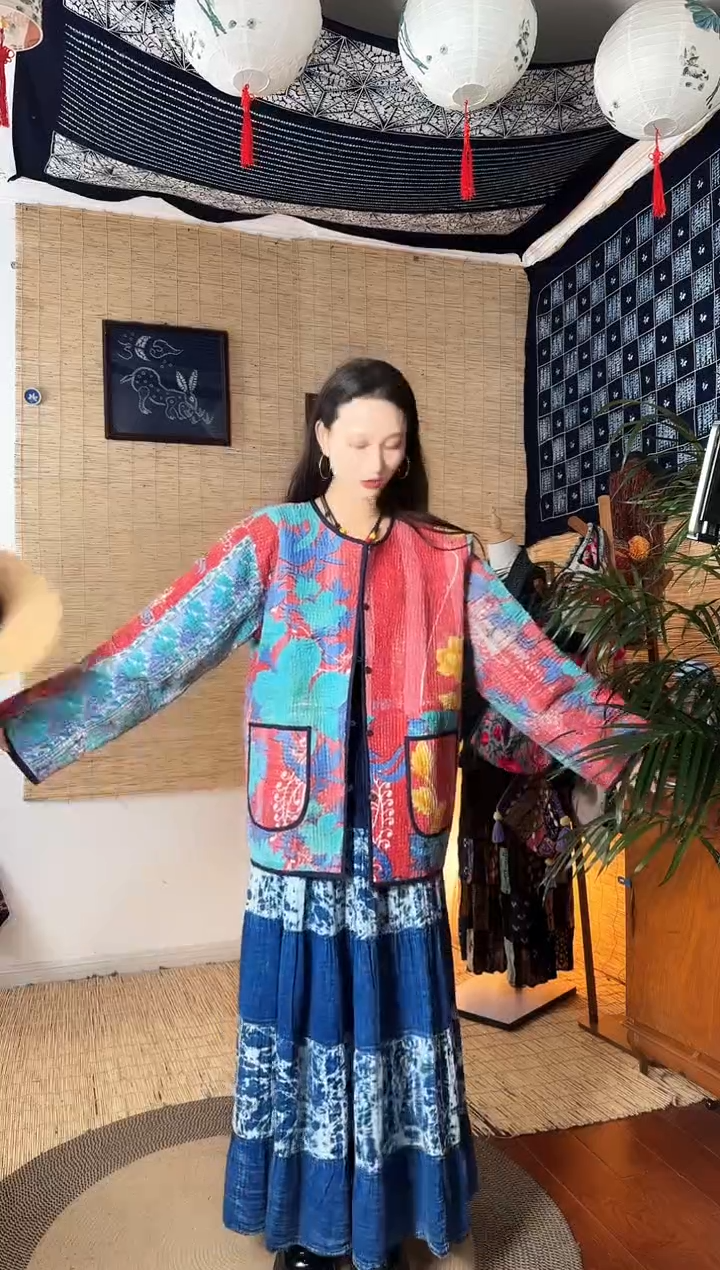 【闪购商品】设计师款古布红蓝外套