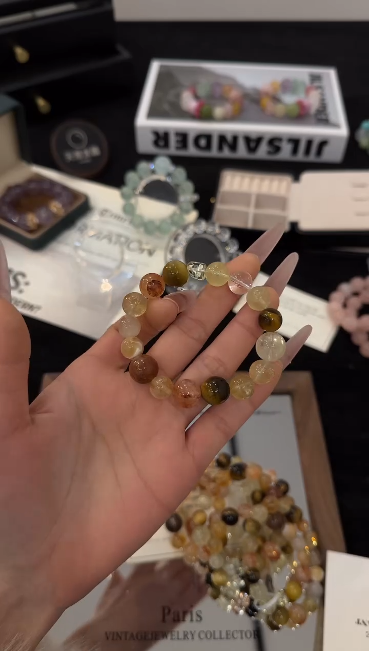 未镶嵌手链水晶黄色系多宝x2687