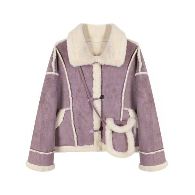 千寻女装铭顺-冬季时尚休闲百搭短款加厚设计感翻领外套D4WT8598A