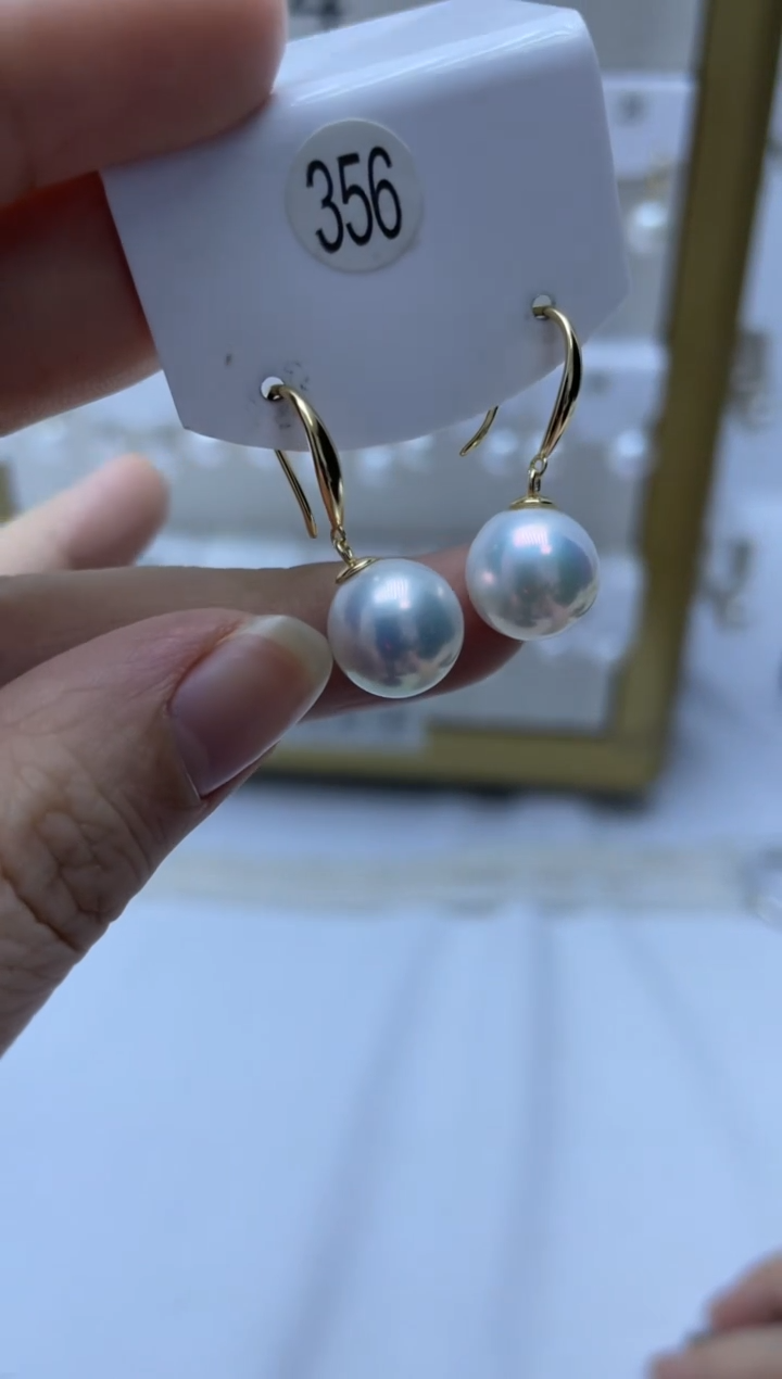 银S925镶嵌耳饰淡水珍珠356