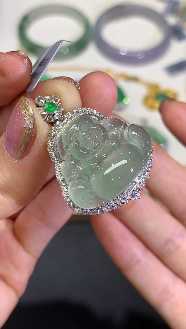 【闪购商品】翡翠颈饰18K金镶嵌团购56