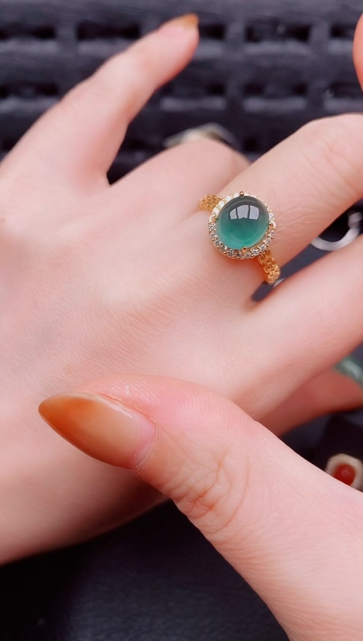 【闪购商品】翡翠戒指银S925镶嵌天然a货翡翠1127