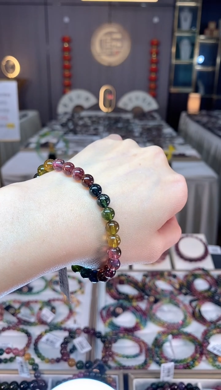 未镶嵌老矿碧玺单圈手串7mm+碧玺dan多样性发货一条