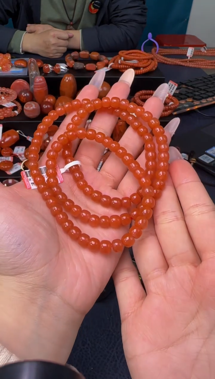【闪购商品】南红玛瑙手串未镶嵌原矿无优化7mm樱桃红项链