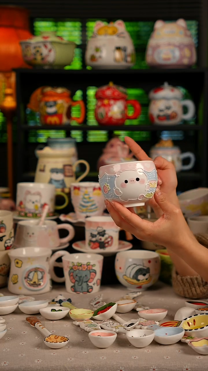 陶瓷无盖款景德镇高温釉下彩纯手绘创意瓷