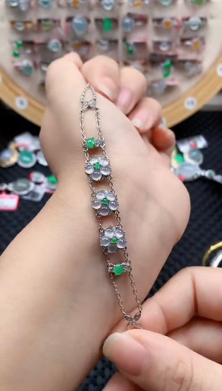 银S925镶嵌戒指翡翠天然A货缅甸翡翠