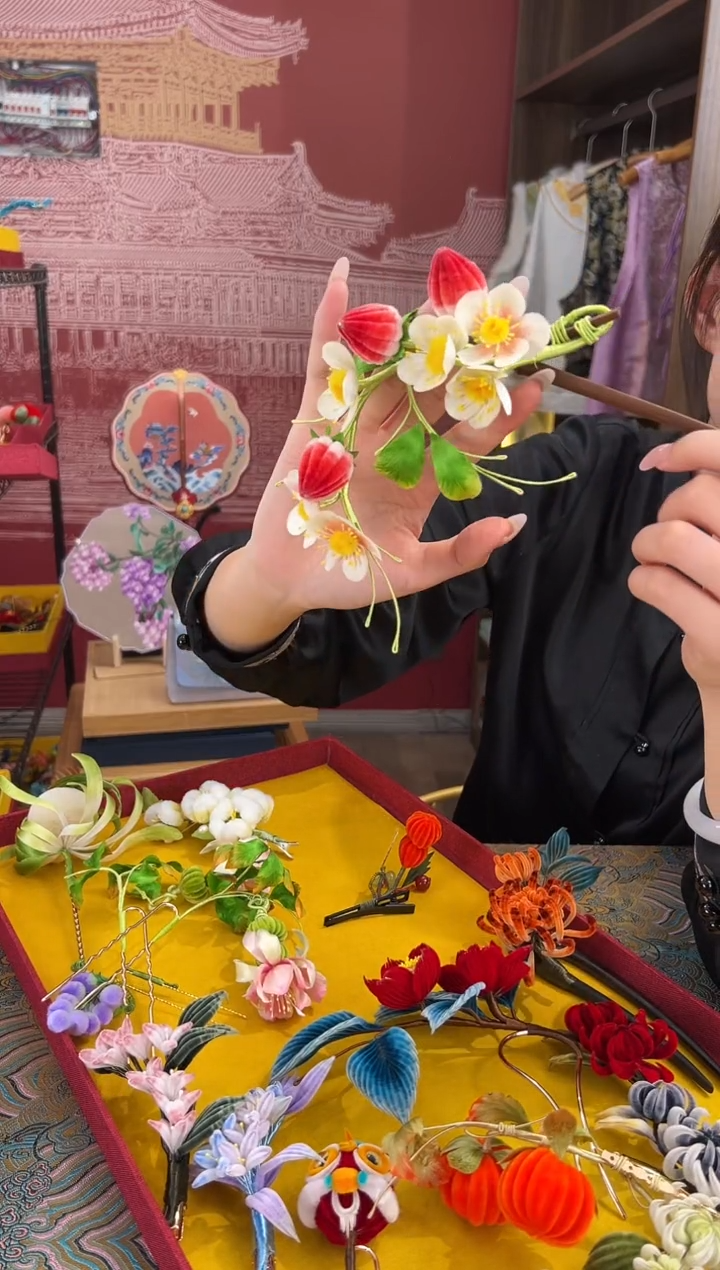 【闪购商品】刺绣非遗绒花（发饰）