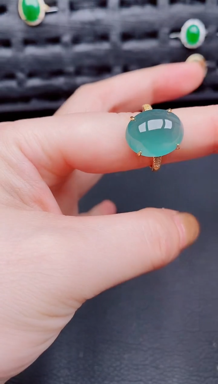 【闪购商品】翡翠戒指银S925镶嵌天然a货翡翠397