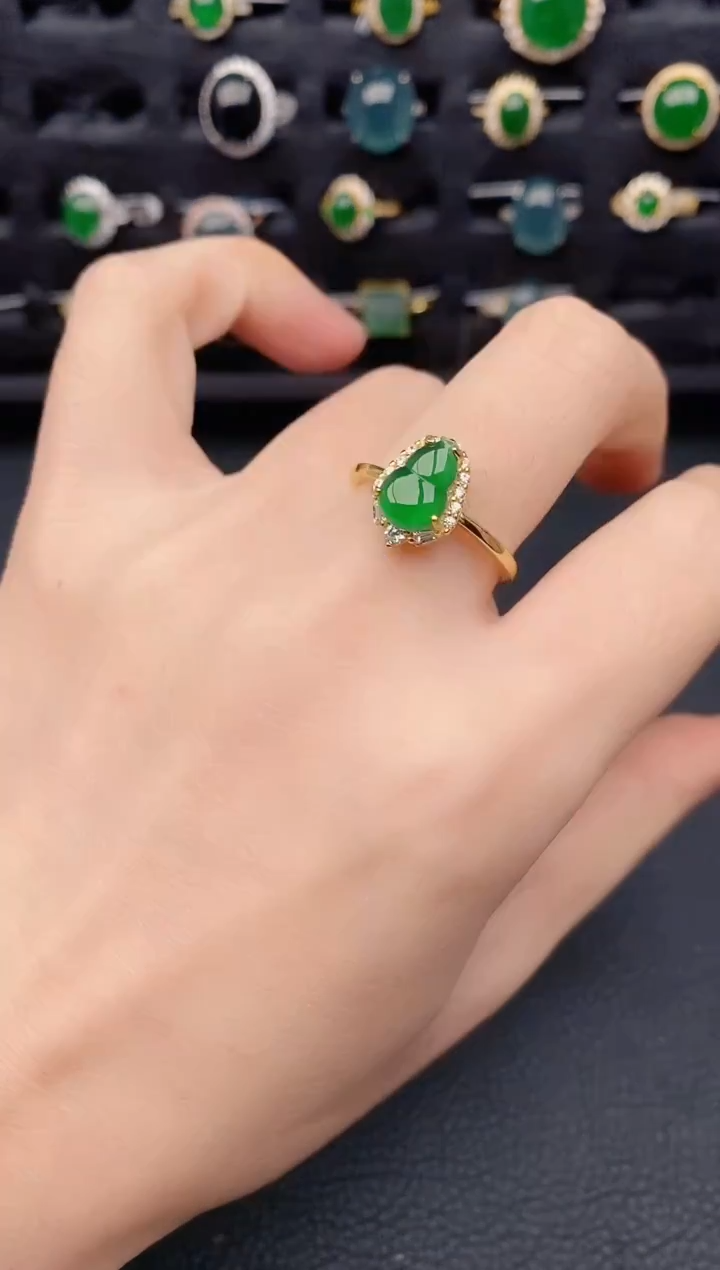 银S925镶嵌戒指翡翠天然a货翡翠423