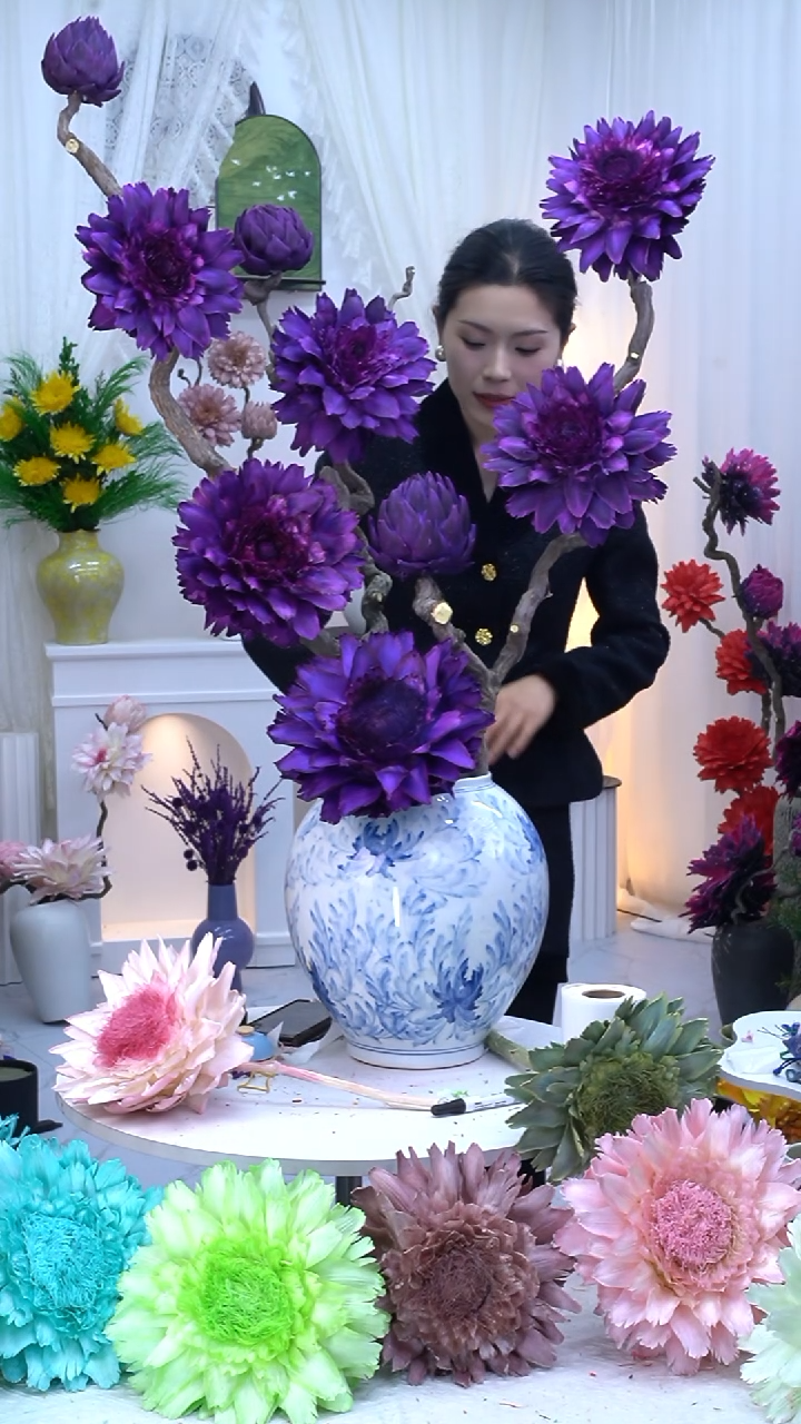 龙枣支洋蓟高贵紫【带花瓶】