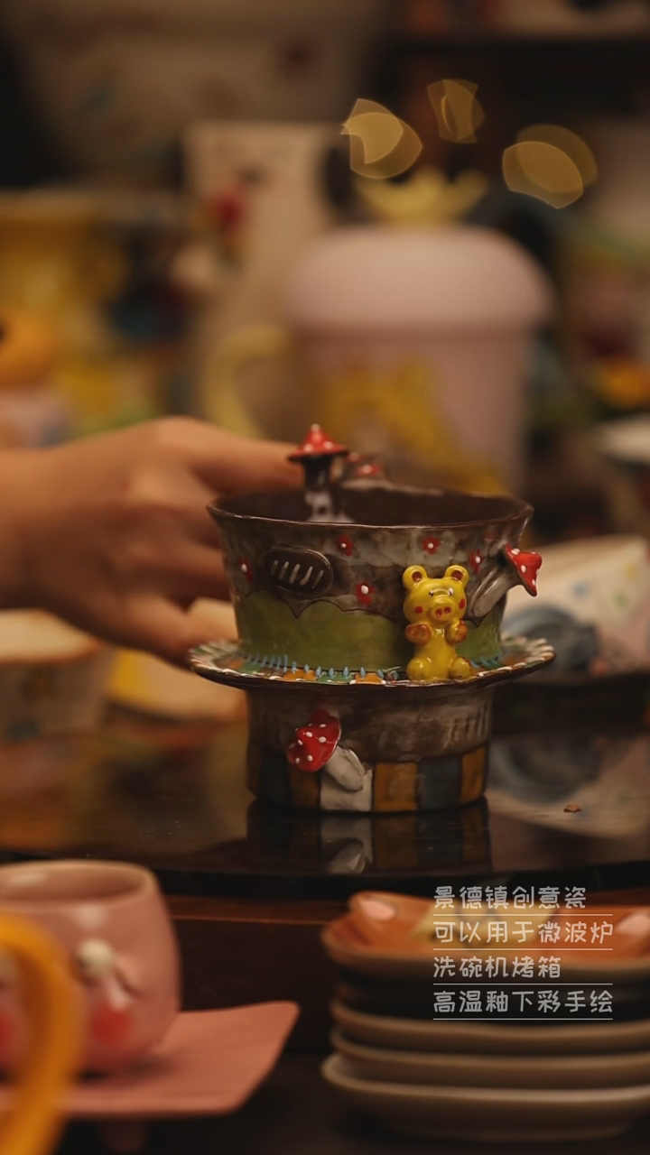 陶瓷景德镇可爱陶瓷釉下彩绘设计师款