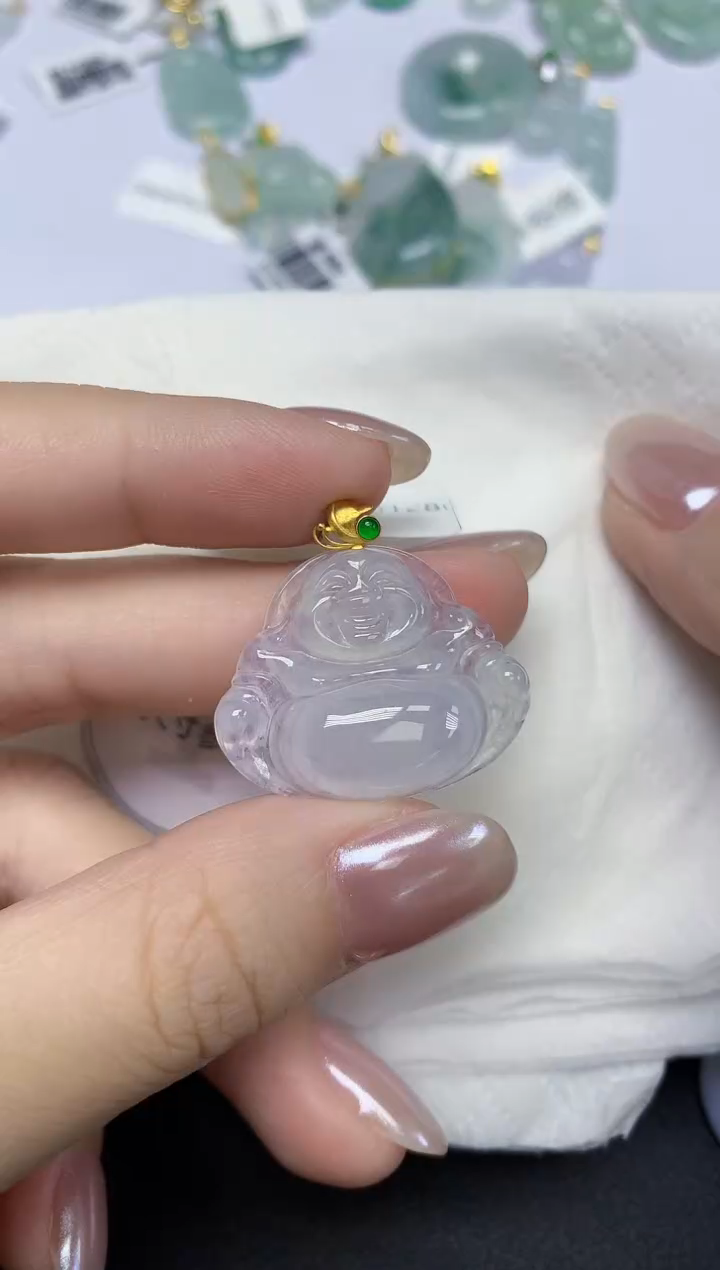 翡翠18K金镶嵌颈饰天然缅甸翡翠A货百元以上9元证书费自理