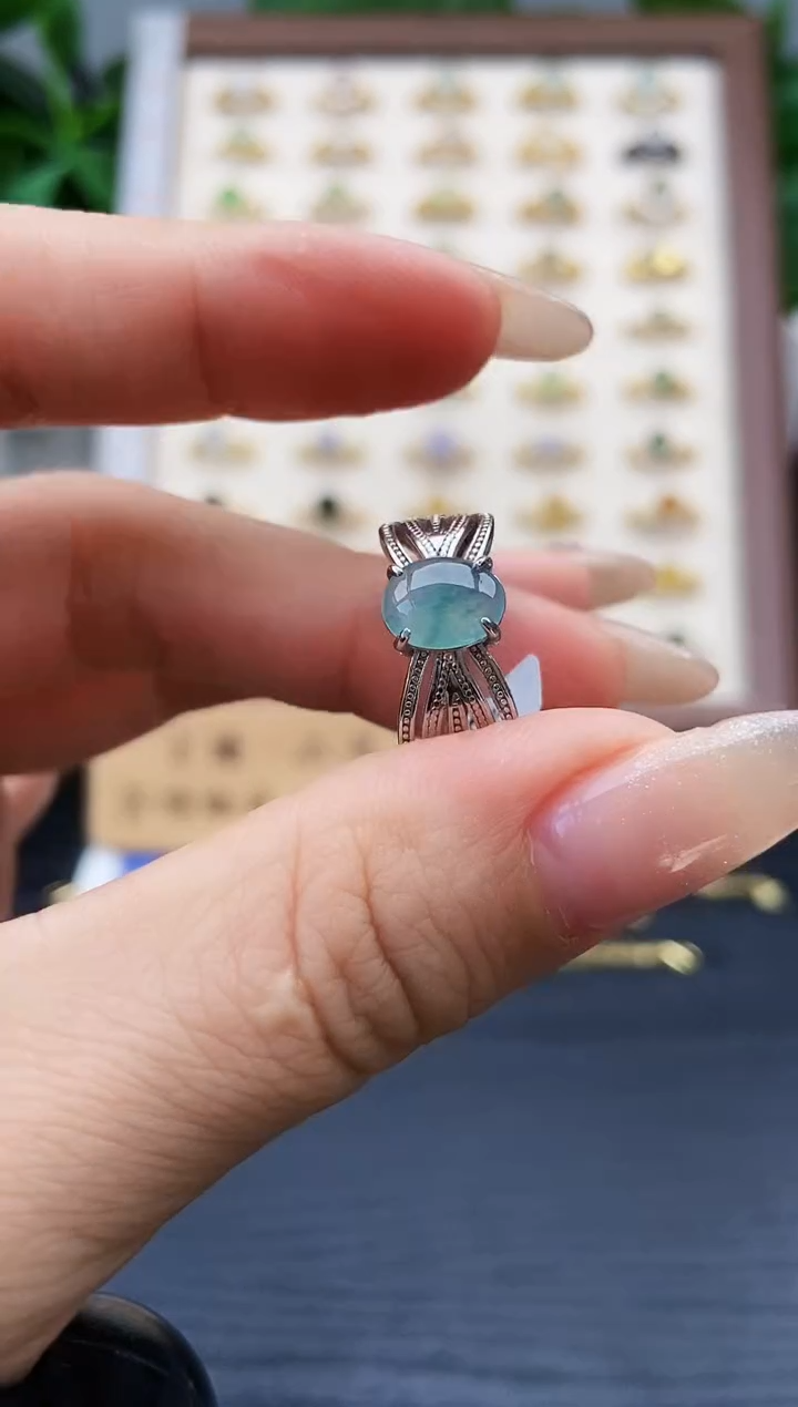 银S925镶嵌戒指翡翠12