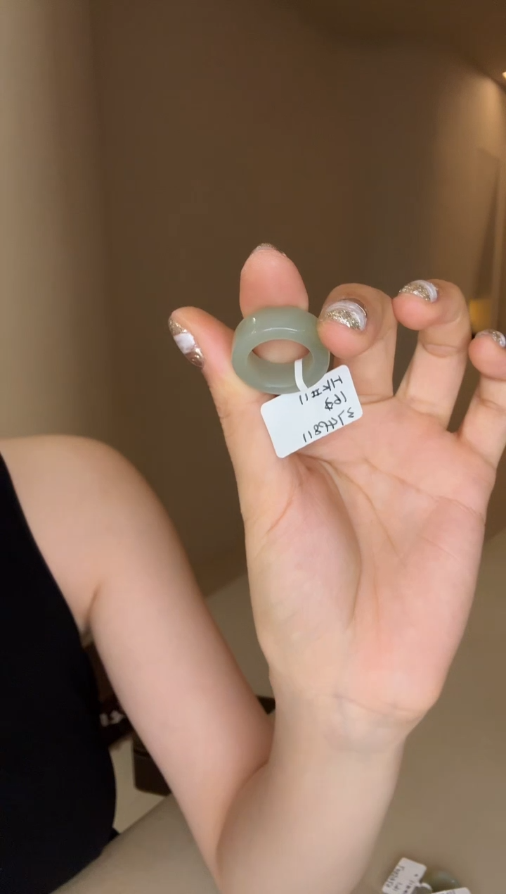 和田玉戒指未镶嵌11码糖青