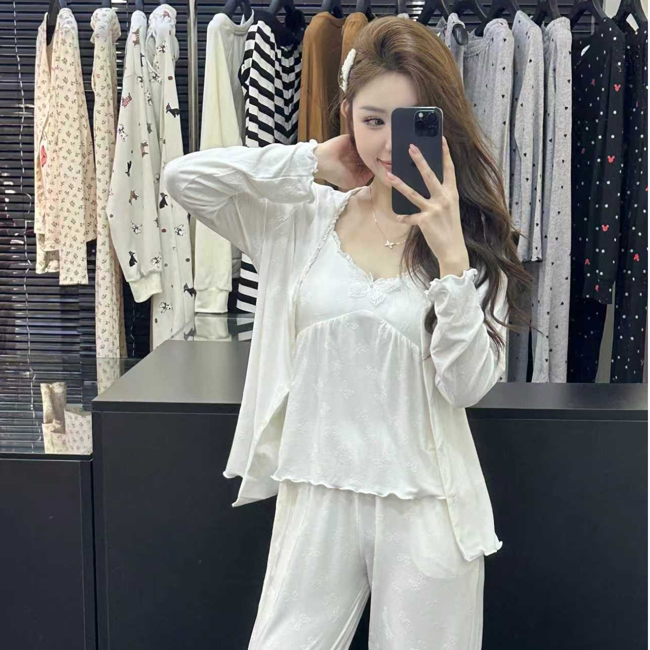 SIEOYJIEA/私迹大榕家大刘eva【蝴蝶蝴蝶结】女款气质家居服睡衣
