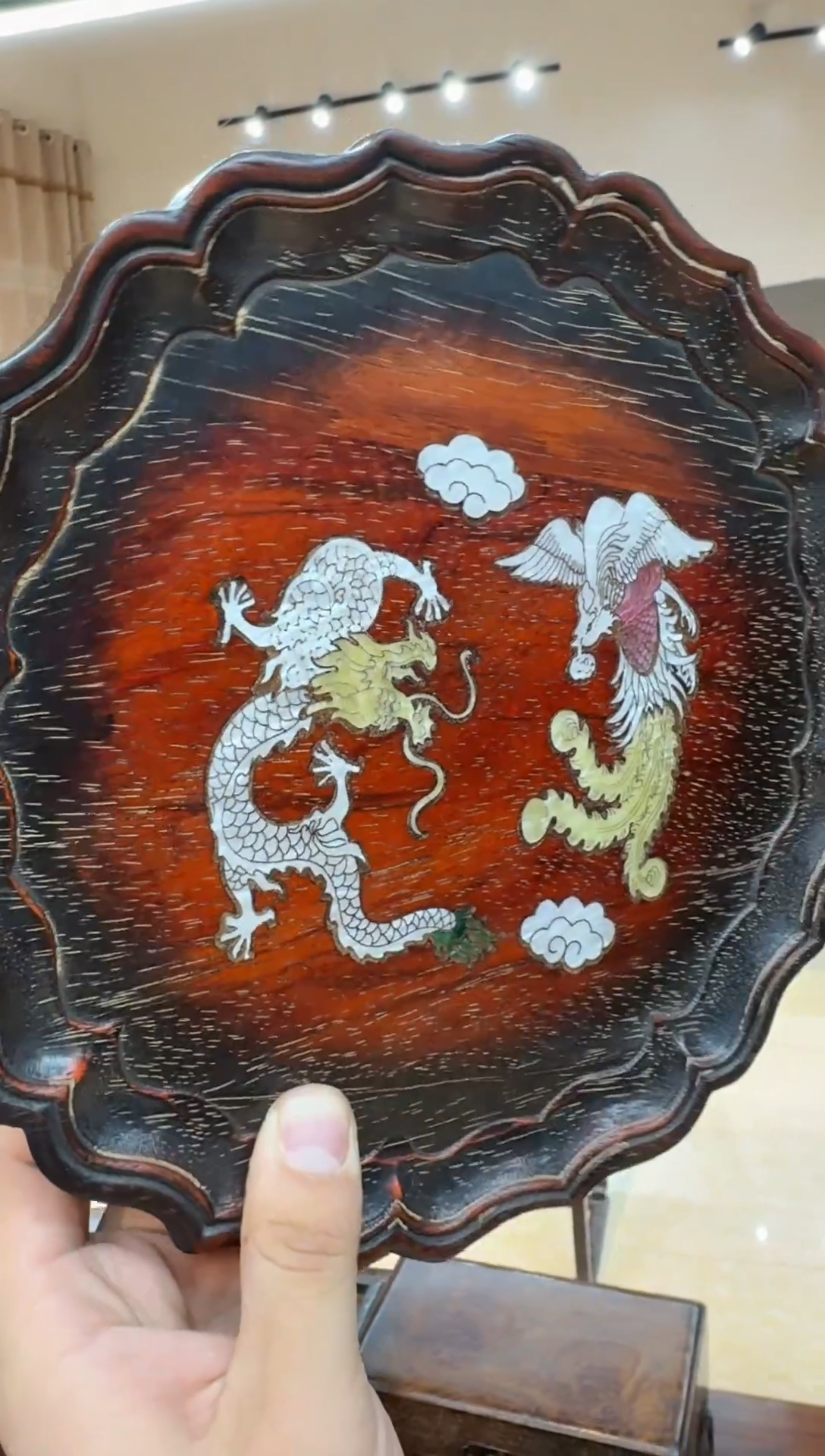 小叶紫檀圆形茶盘