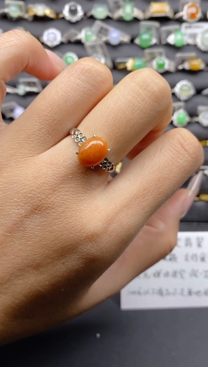 【闪购商品】翡翠戒指银S925镶嵌S925银镶嵌翡翠戒指