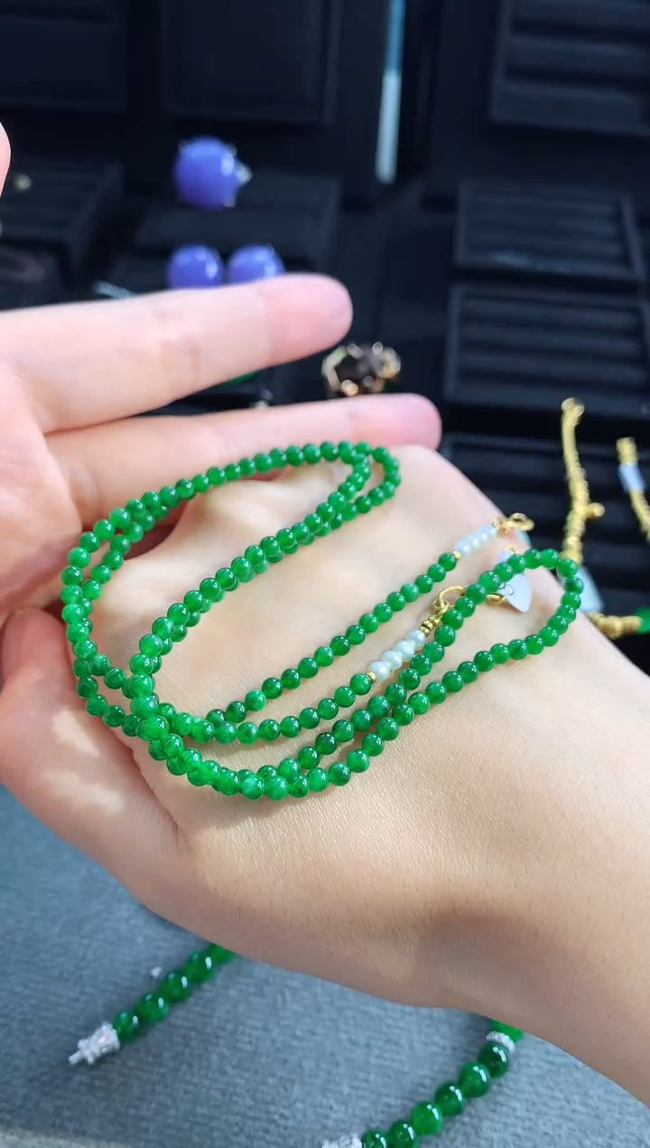 【闪购商品】翡翠颈饰18K金镶嵌珠串