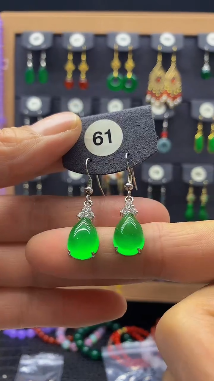 【闪购商品】玛瑙/玉髓耳坠银S925镀金镶嵌耳坠061